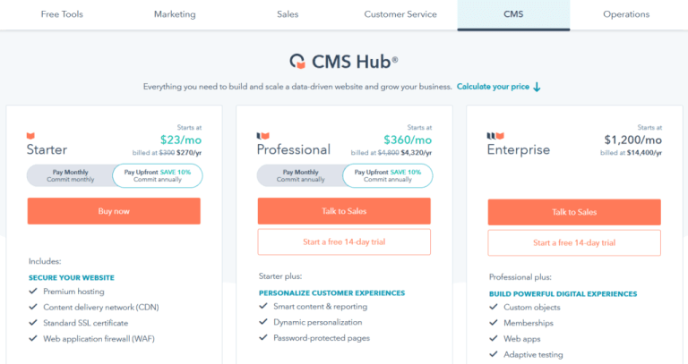 ActiveCampaign vs HubSpot: HubSpot CRM Hub price